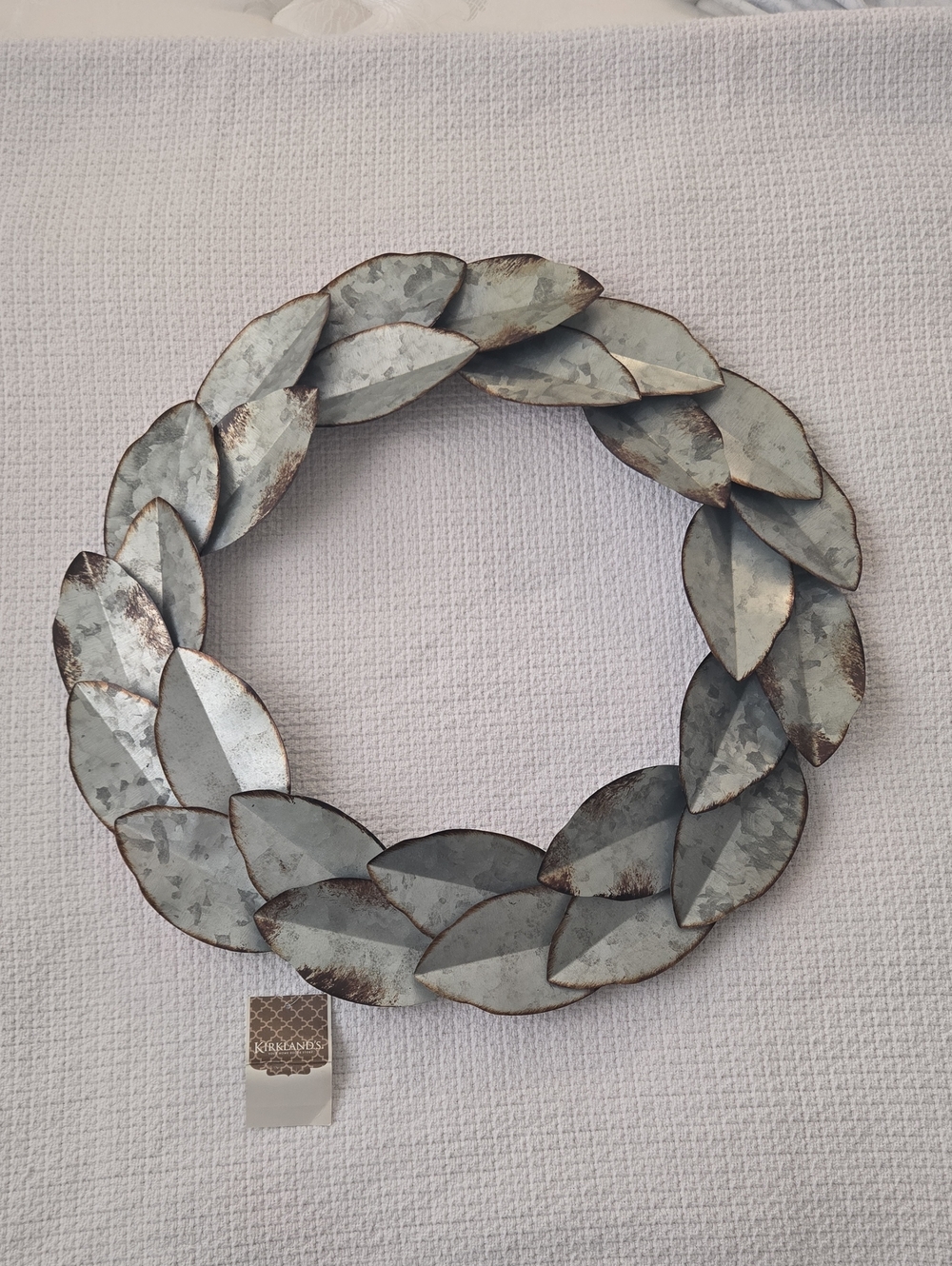 Kirklands Silver-Gray Metal Leaf Wreath Wall Decor - NWT